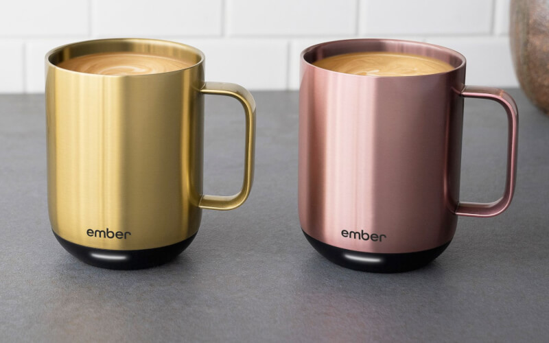 A Gold Edition and a Rose Gold Edition Ember Mug - worth over 250